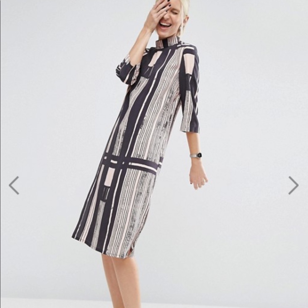 ASOS CONTEMPORARY STRIPPED DRESS